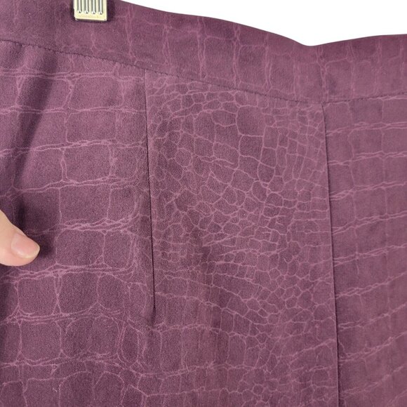 Crocodile Print Plum Purple Pants Women 9/10  Business Casual Retro Style Lounge - Picture 6 of 14